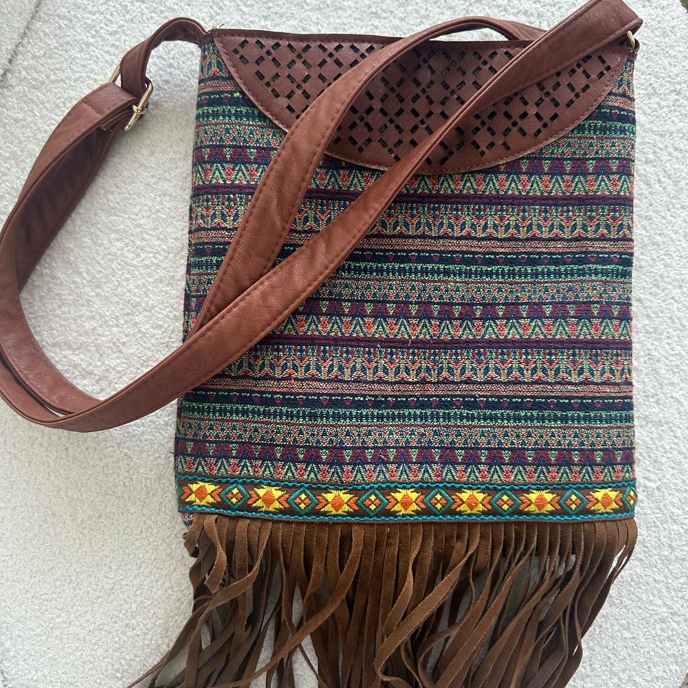 Boho Fringe Crossbody Bag | Southwestern Tapestry Festival Purse